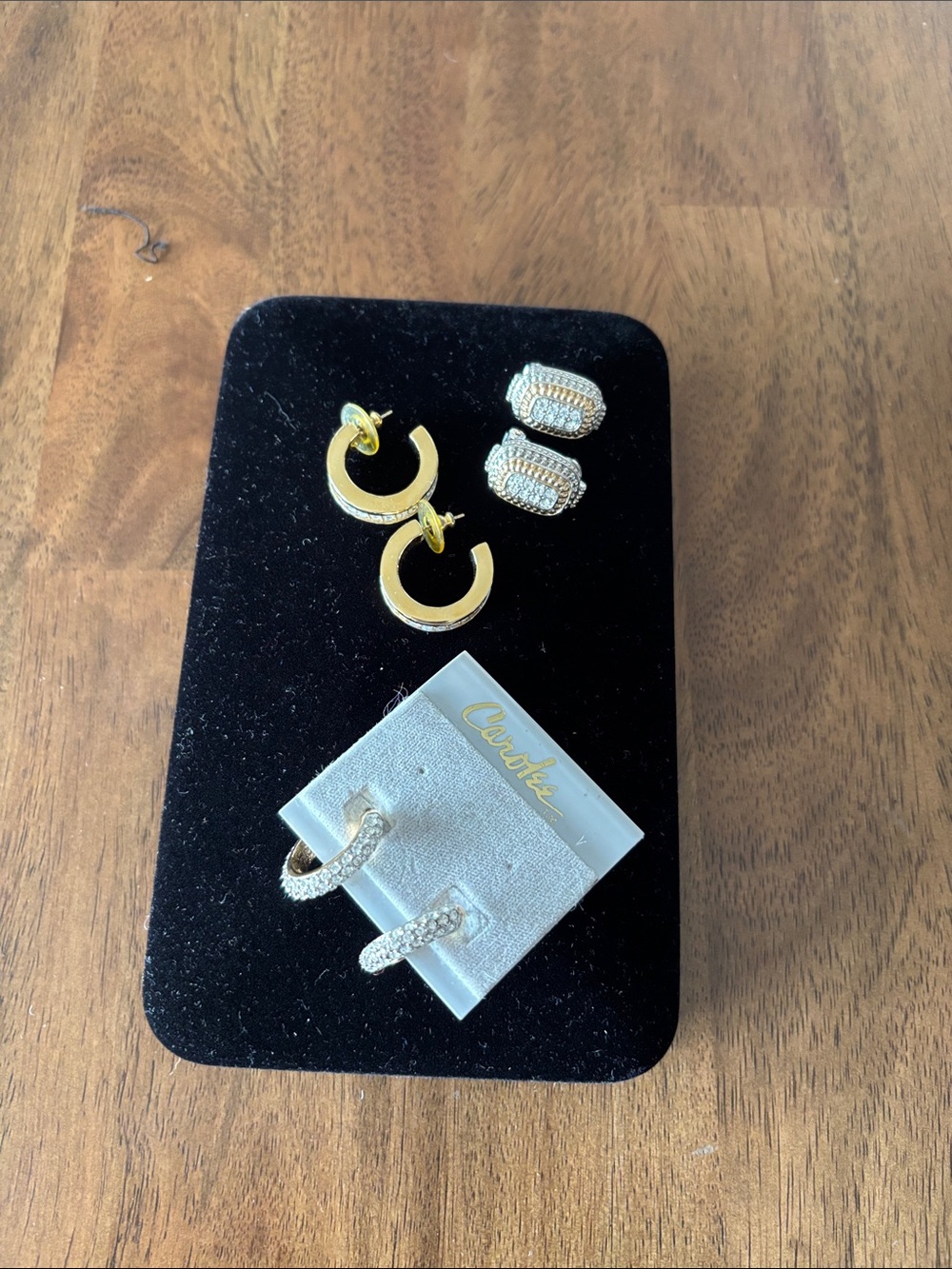 Gold and Silver Mixed Metal Hoop & Pavé Earrings Set